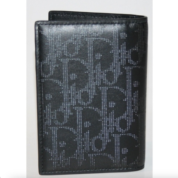 Christian Dior Monogram Perforated Leather Black Compact Wallet - Picture 2 of 5